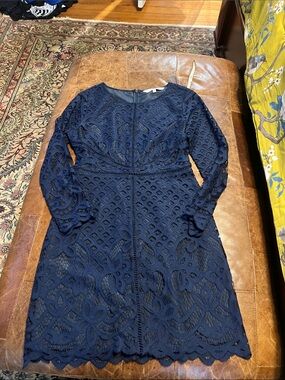 Cupcakes and cashmere navy lace long sleeve dress